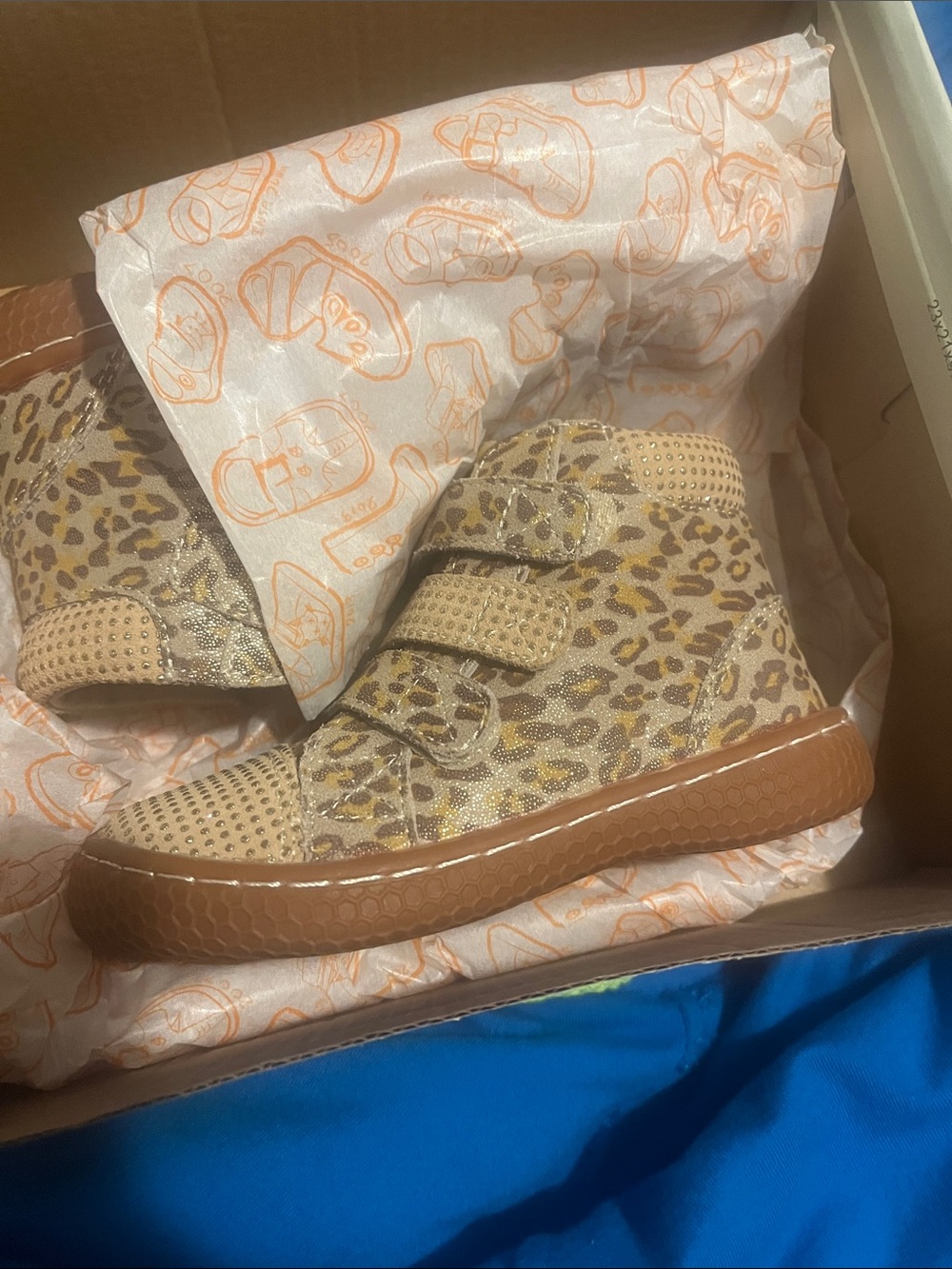 Livie & Luca Leopard Print Sparkle High-Top Boots in Tan and Brown